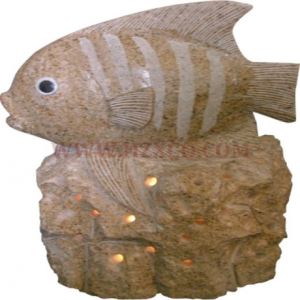 G682 Gulur granítfiskskúlptúr
