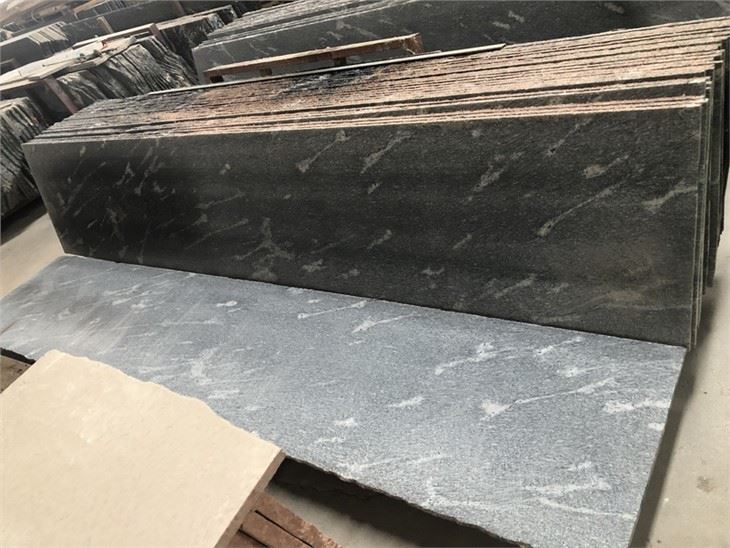 Flamed Fish Black Granite half slab for coutnertop
